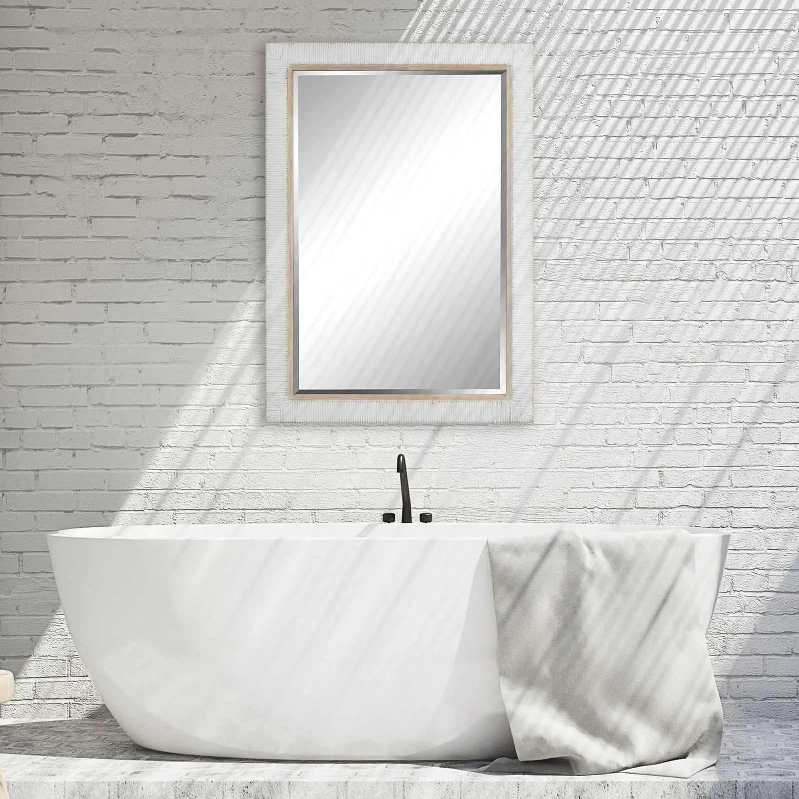 Cape Whitewashed Rattan Mirror | Uttermost