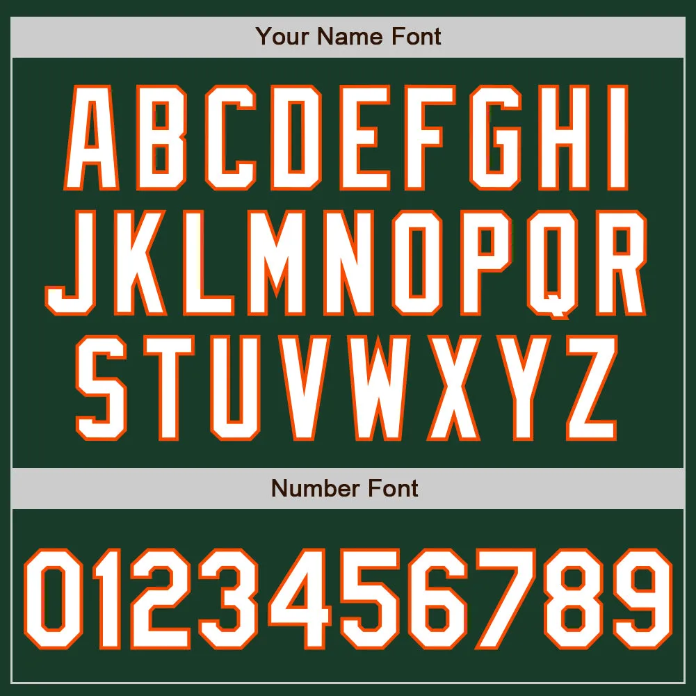Custom Green White Orange-Black Bomber Full-Snap Varsity Letterman Jacket