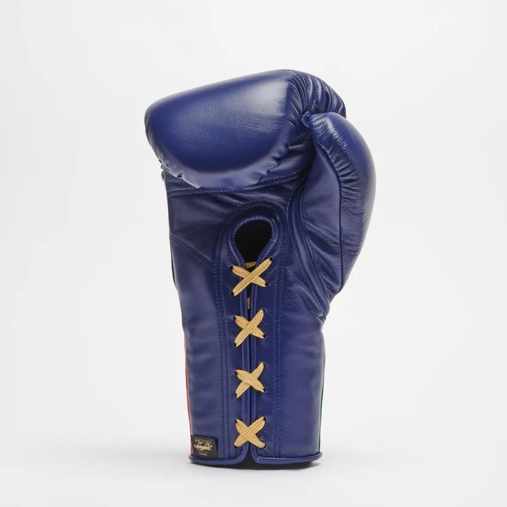 Leone Orlando Classico Tricolore Lace Boxing Gloves - Blue