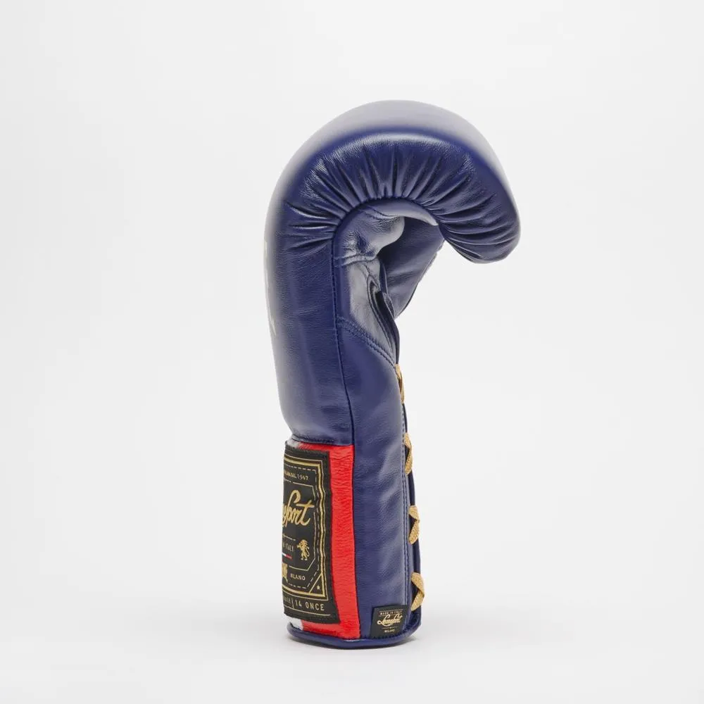 Leone Orlando Classico Tricolore Lace Boxing Gloves - Blue