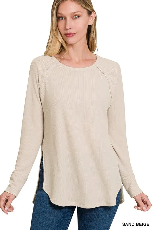 Melange Baby Waffle Long Sleeve Top