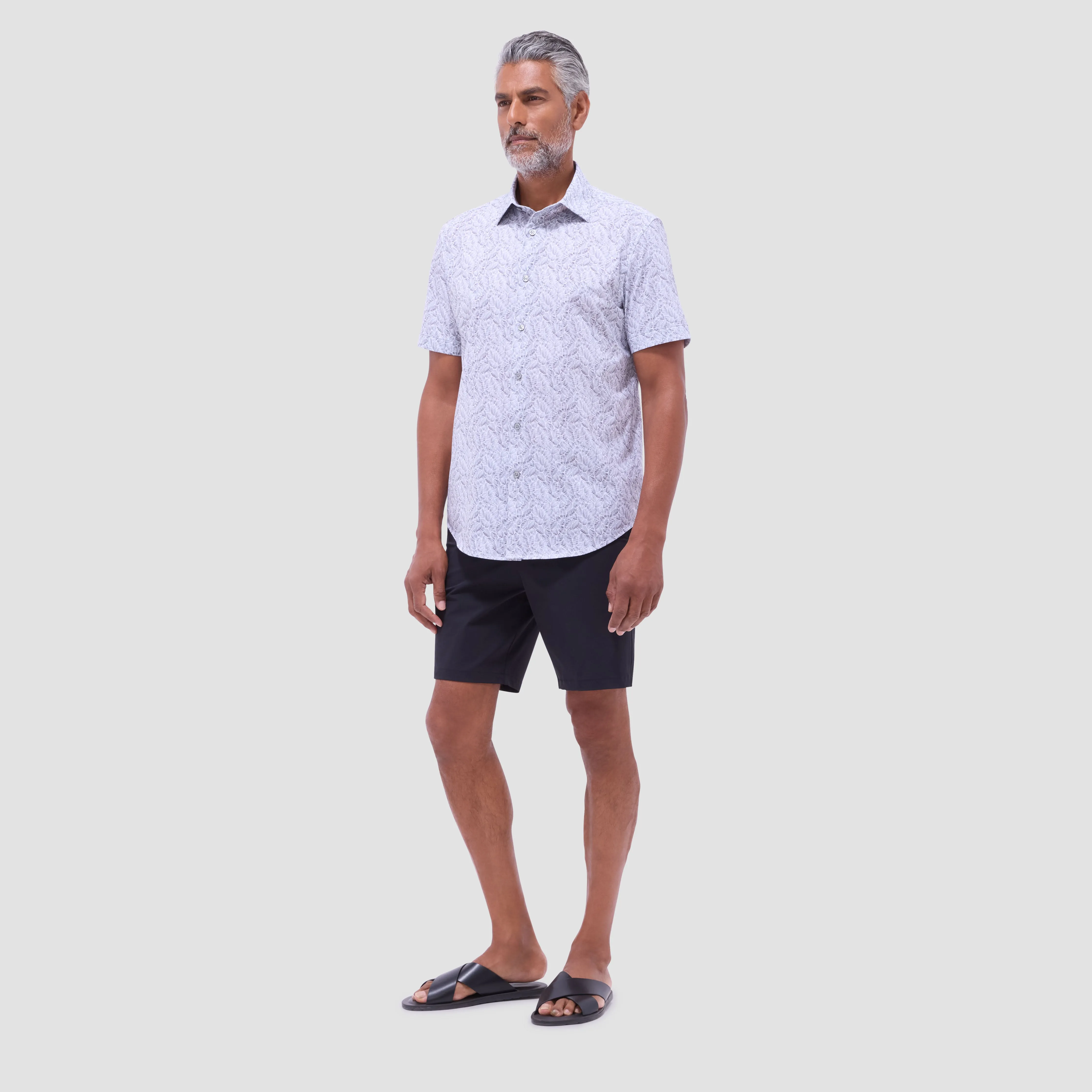 Miles Leaf Print OoohCotton Short-Sleeve Shirt