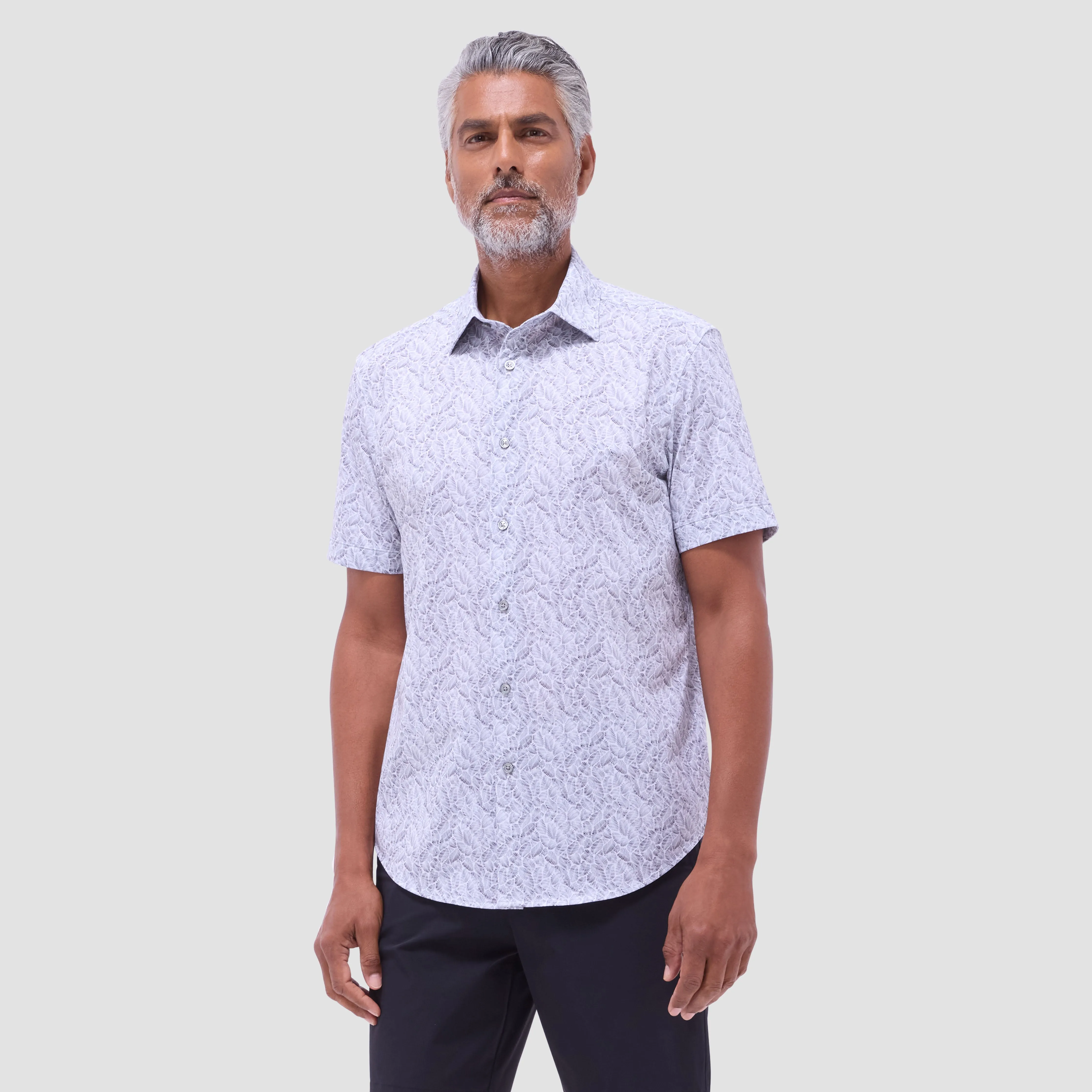 Miles Leaf Print OoohCotton Short-Sleeve Shirt