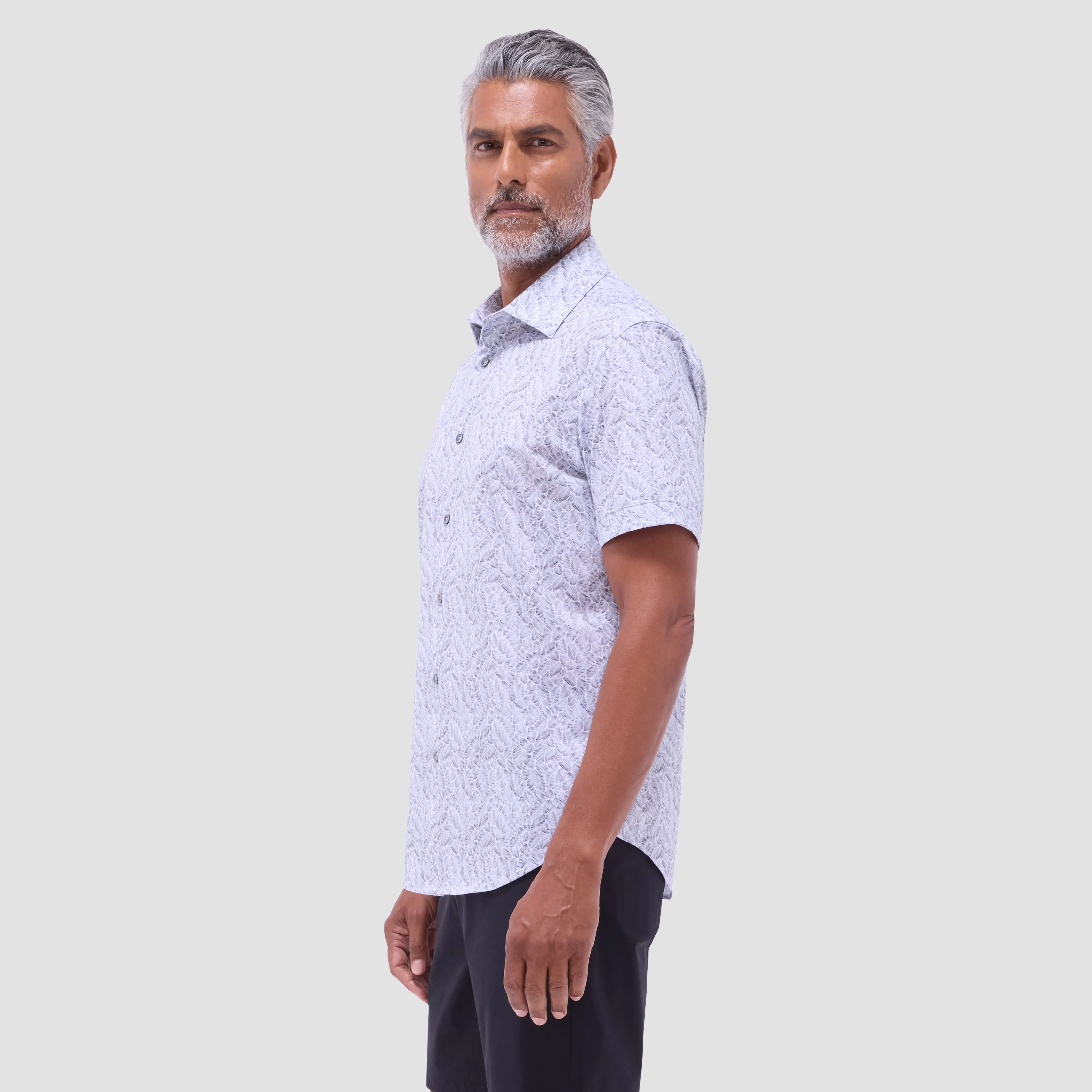 Miles Leaf Print OoohCotton Short-Sleeve Shirt