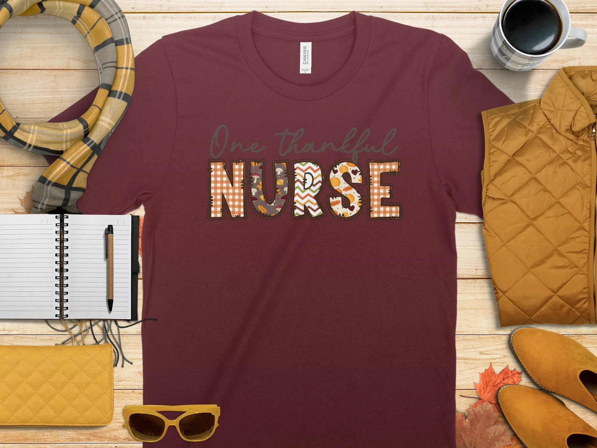 One Thankful Nurse Shirt,Tank, Sweatshirt and Matching Family Shirts. Perfect for a Fall, Autumn or Thanksgiving Gift