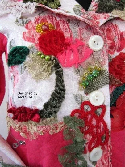 Pink Floral Jacket S Boho Embroidered Jacket for Women